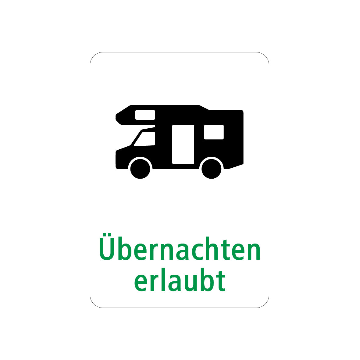 Kombisignal Vorschriftssignal, Alu 2 mm, Camper Übernachten erlaubt