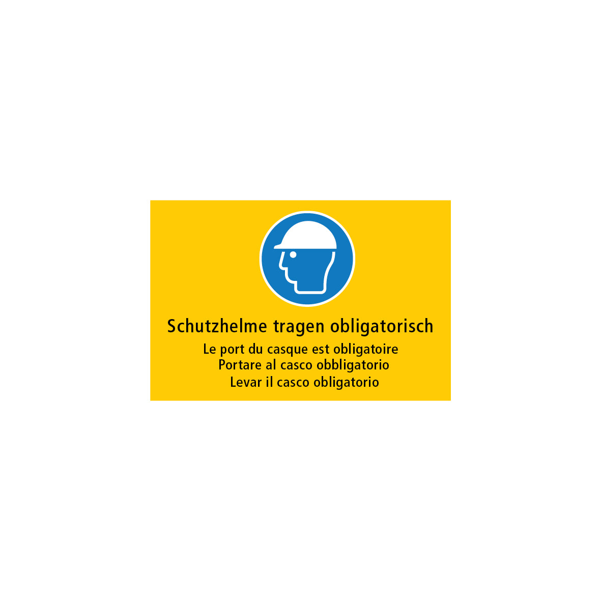 Baustellentafel, Schutzhelme tragen obligatorisch, 60/40 cm, gelb/schwarz, EG, 7.0165