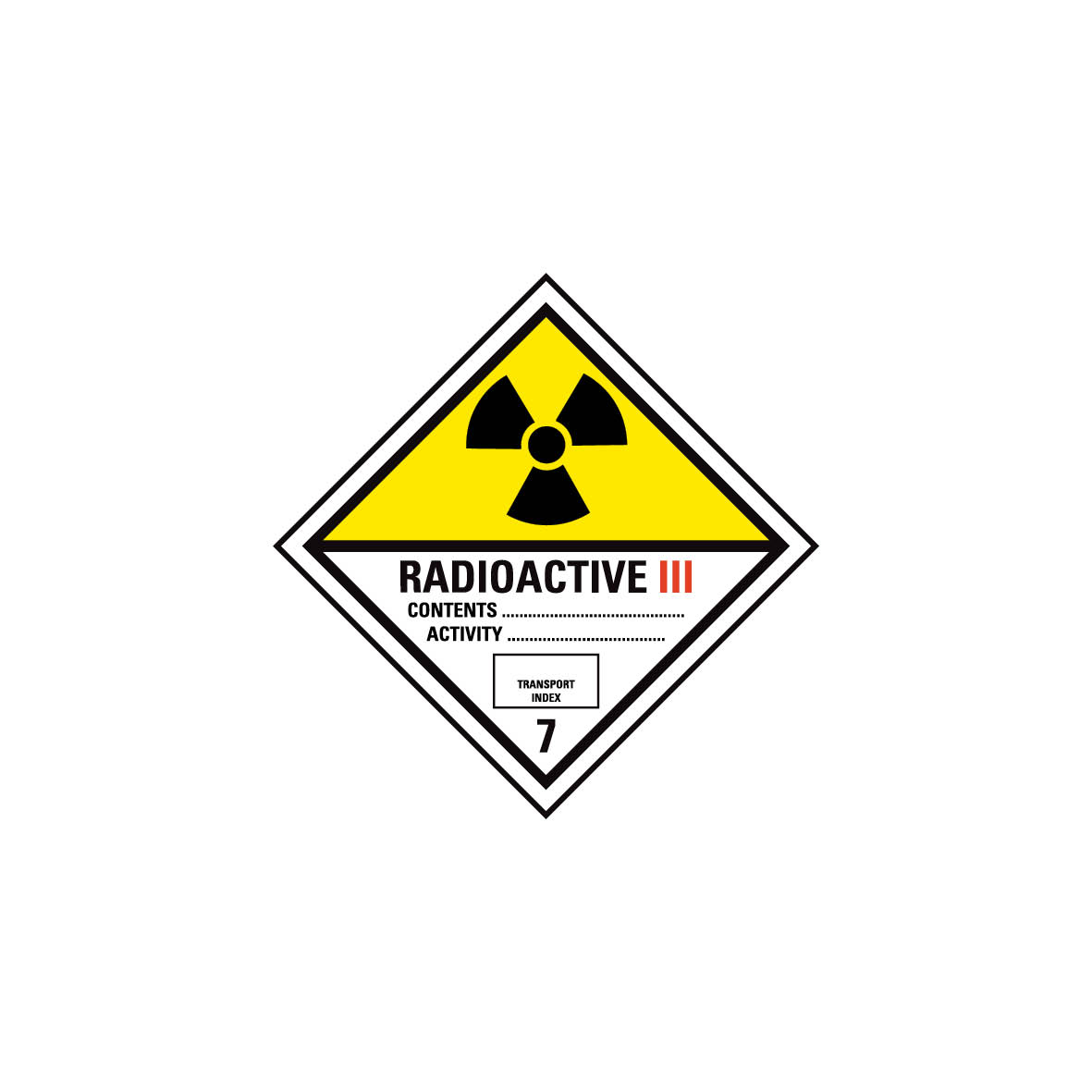 Gefahrgut Kl. 7, Radioactive III 5.0122