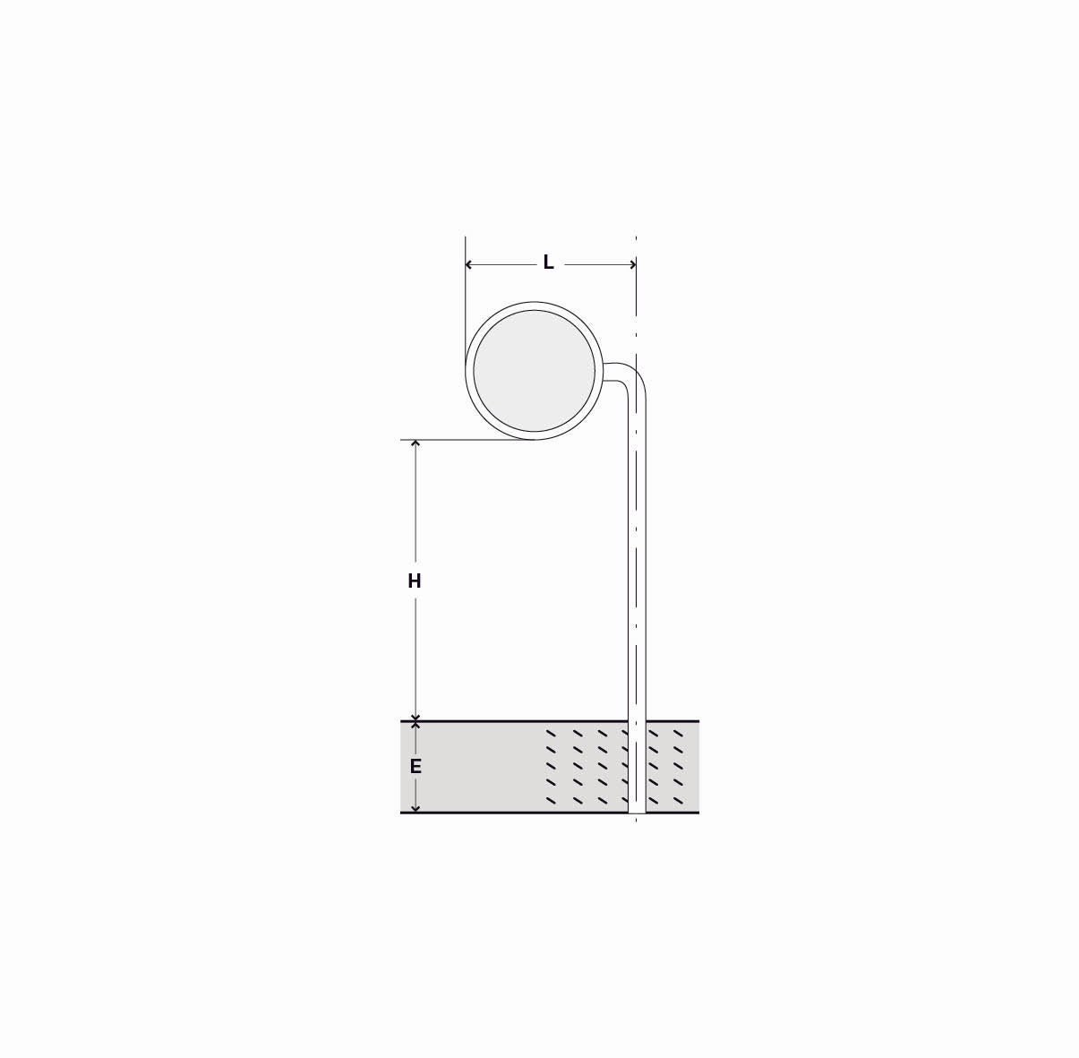 Signalträger Rund, Standrohr, ø 60 cm,  H = 240 cm, E = 50 cm