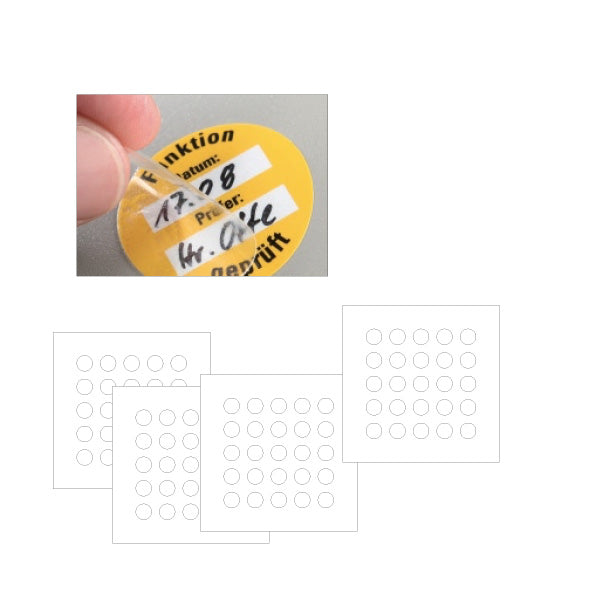Schutzlaminat, für Prüfplaketten transparent, 4.0401, Folie selbstklebend, ø=10 mm, VE = 25 Stk.