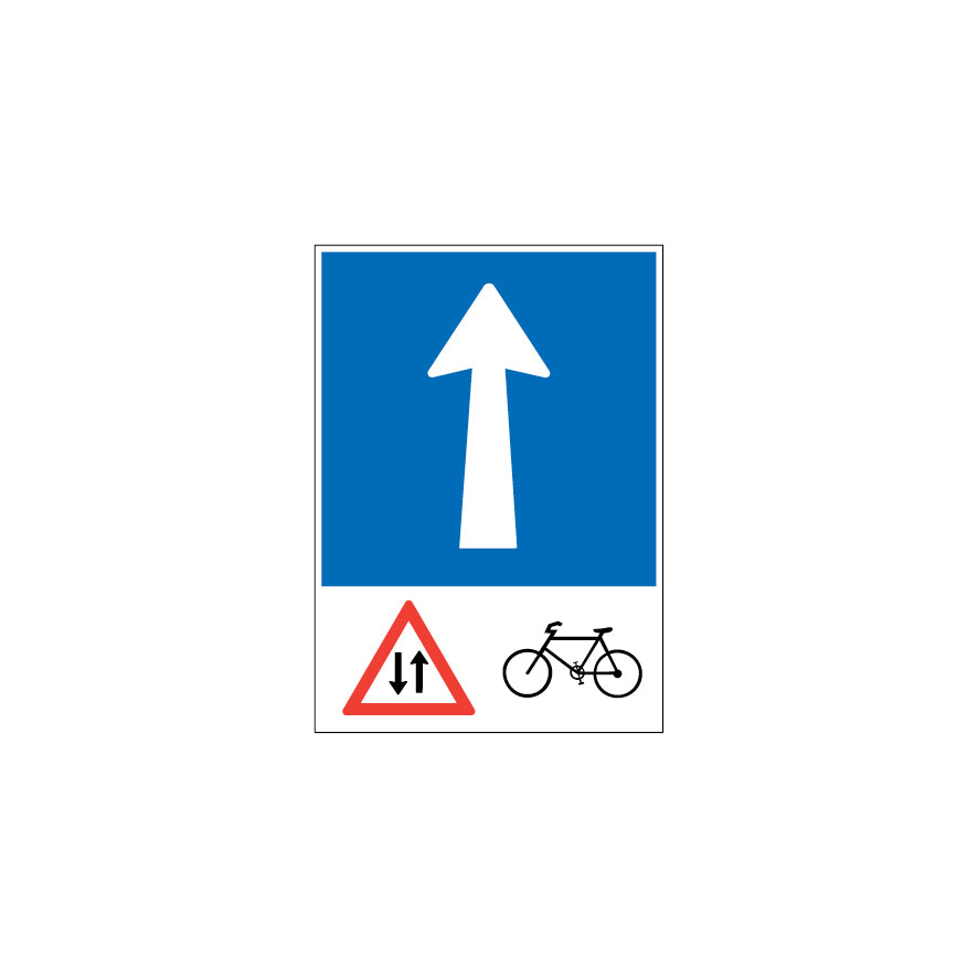 4.08.1 Einbahnstrasse mit Gegenverkehr von Radfahrern (Bsp.), Hinweissignal