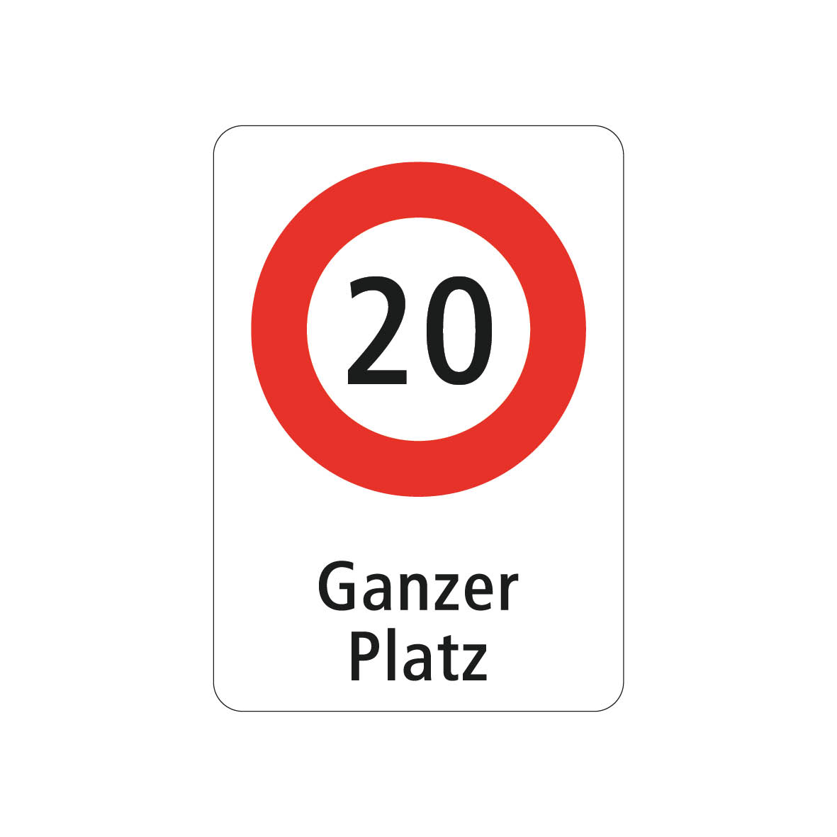 Kombisignal Vorschriftssignal, Alu 2 mm, Logo 2.30 "20", Ganzer Platz