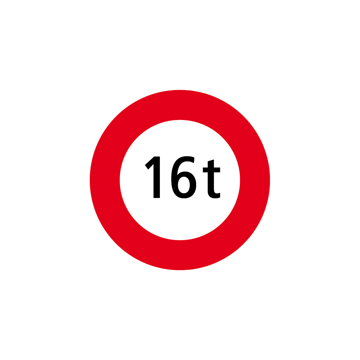 2.16 Höchstgewicht, 16.0 t, Vorschriftssignal