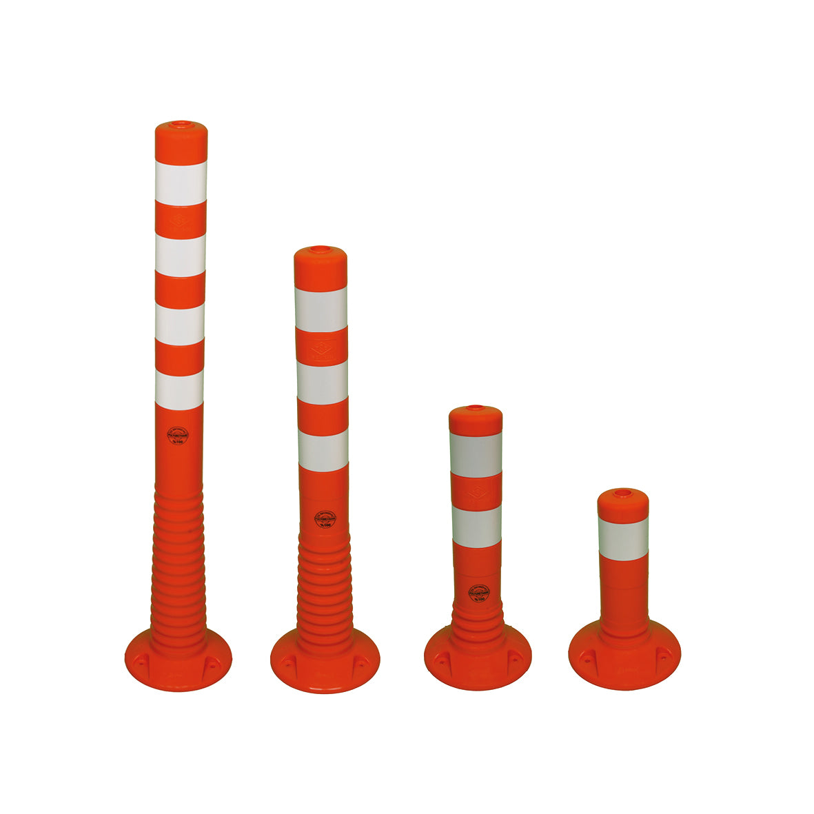 Flexipfosten, orange, ø 80 mm, 1000 mm, 4 weiss reflektierende Streifen, 1.48 kg