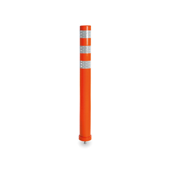 Flexbollard, orange, D = 80 mm, H = 1000 mm, 3 weiss reflektierender Streifen, inkl. Bodenhülse, 1.7 kg, VE 5 Stk.