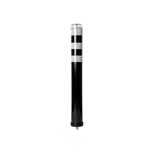 Flexbollard LED, schwarz, D = 80 mm, H = 800 mm, 3 weiss reflektierender Streifen, inkl. Bodenhülse, 2 kg, VE 5 Stk.