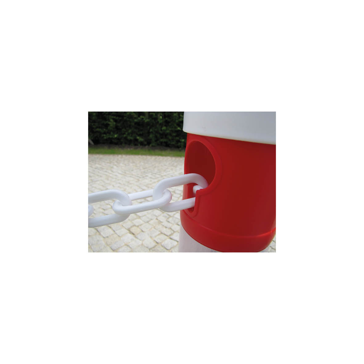 Kettenständer-Set MegaMax, rot-weiss, 6 Pfosten, 1 Kette, ø 11 cm, Höhe 120 cm