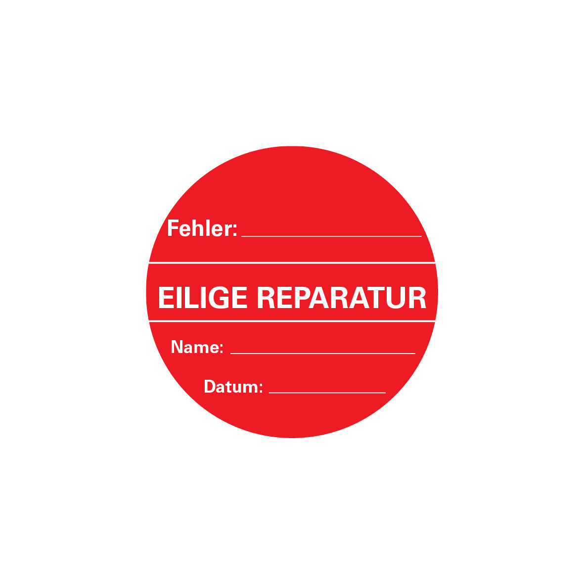Qualitätskennzeichen, FO-A, rot-weiss, ø 60 mm, 4.0324, "Fehler Eilige Repar...", VE 100 Stk.