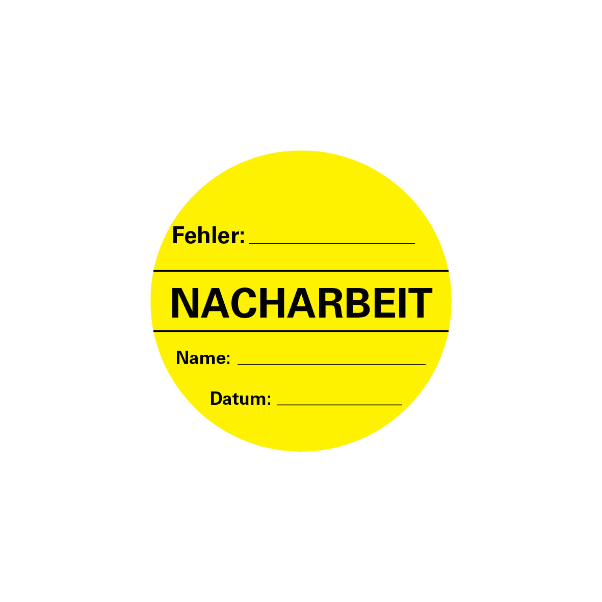 Qualitätskennzeichen, FO-A, gelb-schwarz, ø 60 mm, 4.0326, "Fehler, Nacharbeit", VE 100 Stk.