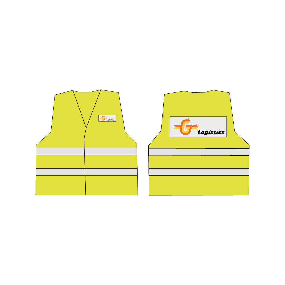 Warnweste mit Text, EN 20471, gelb fluoreszierend, Text oder Logo nach Ihren Angaben (Rücken 30  x 15 cm, vorne 12 x 6 cm ), Baumwoll/Polyester