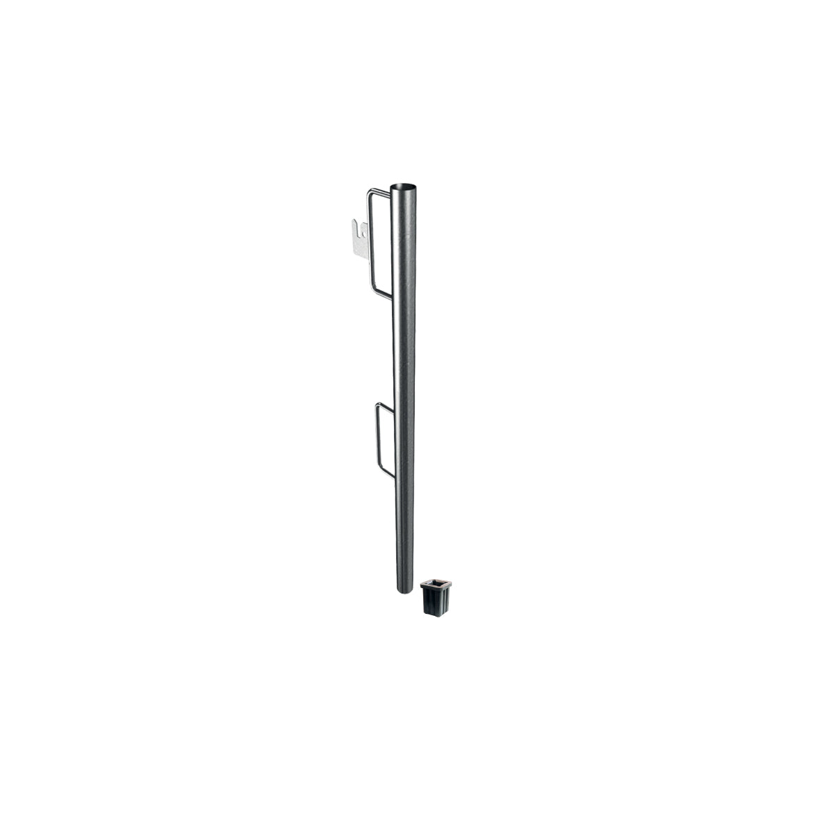 Ständer für Absperrlatten, 2 Lattenhalter, Höhe 100 cm, verzinkt, ø 42.5 mm, mit Kunststoffschuh 60/60 mm, 3 kg
