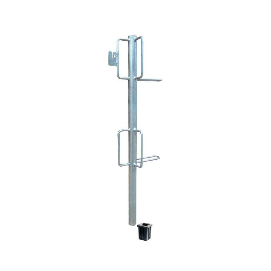 Ständer für Absperrlatten, 6 Lattenhalter, Höhe 100 cm, verzinkt, ø 42.5 mm, mit Kunststoffschuh 60/60 mm, 3.2 kg