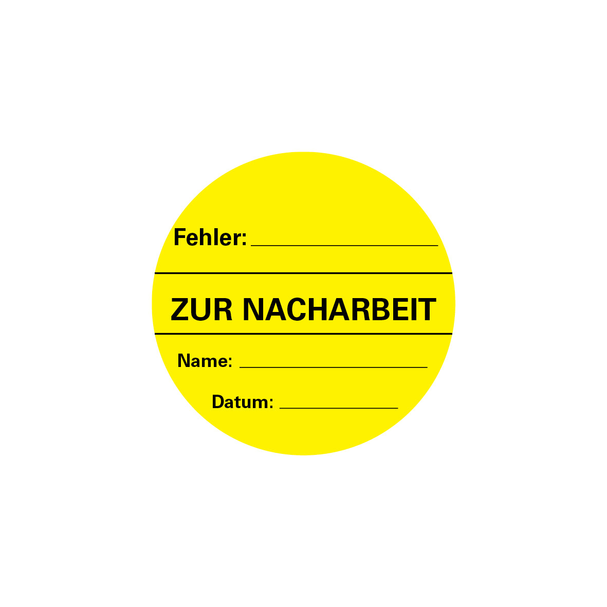 Qualitätskennzeichen, FO-A, gelb-schwarz, ø 60 mm, 4.0327, "Fehler, Zur Nacharbeit", VE 100 Stk.