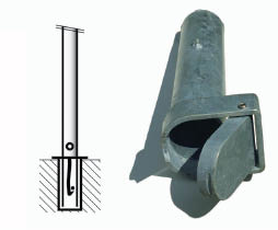 Bodenhülse Rowi, für Standrohr 2" (60 mm), mit schwerem Deckel, Länge 250/350 mm