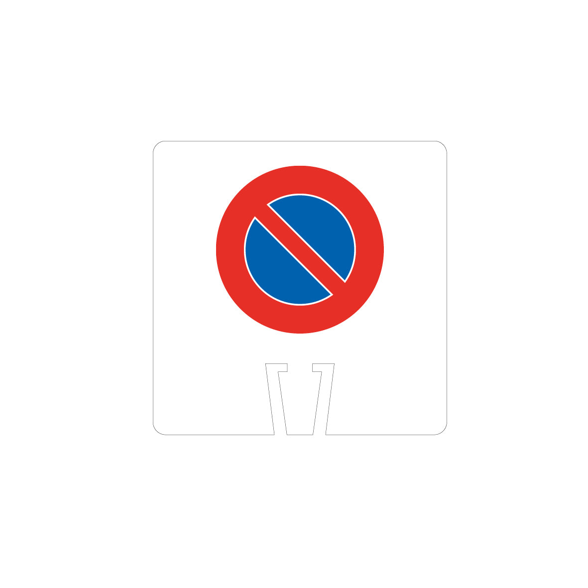 Klemmschild, Parkieren verboten 2.50, für Verkehrsleitkegel, 35 x 35 cm, Reflektierend R1