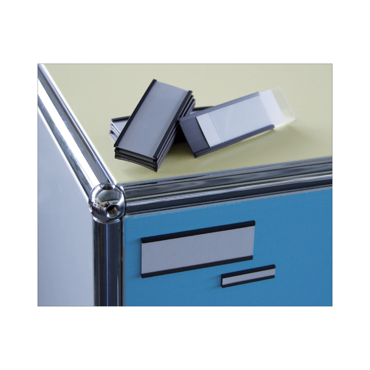 Magnete: C-Profil 100/40 mm, magnetisch Etikettenleiste, mit Papiereinlage und Schutzfolie, VE = 10 Stk.