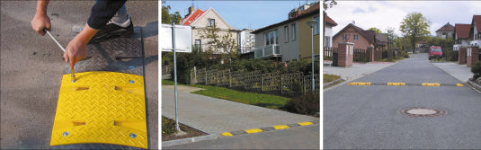 Bodenschwelle 30, Endstück mit Reflektorenlinsen, Überfahrlänge 430 mm, Breite 215 mm, gelb, Höhe: 30 mm, 1.9 kg