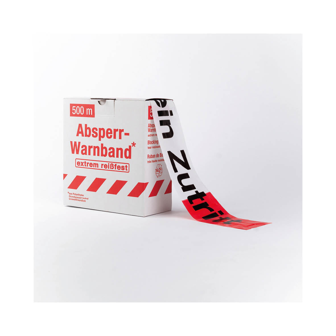 Absperrband Text, KEIN ZUTRITT, rot-weiss, 500 m x 80 mm, VE 5 Stk.