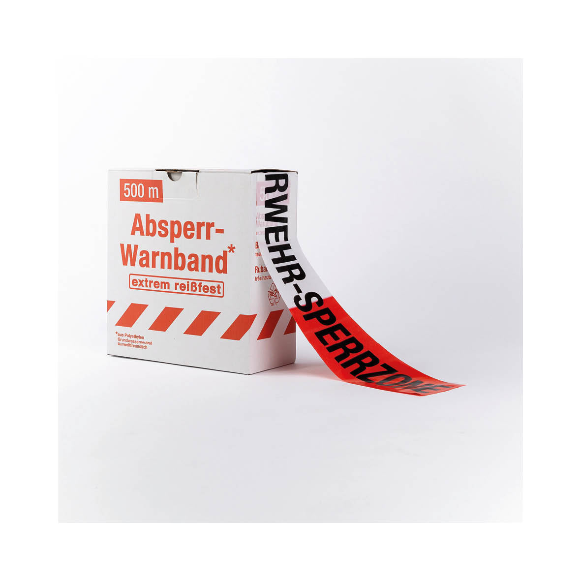 Absperrband Text, FEUERWEHR-SPERRZONE, rot-weiss, 500 m x 80 mm, VE 5 Stk.