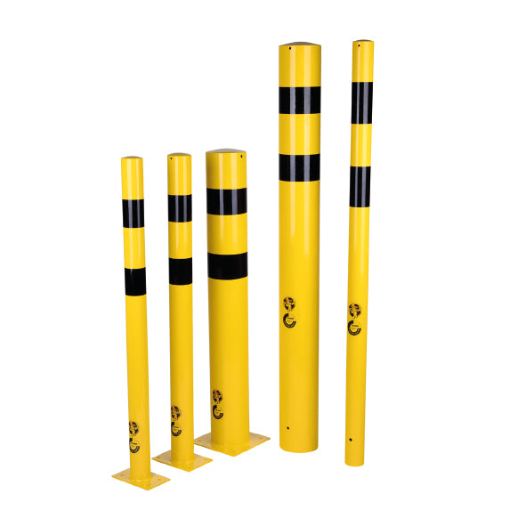 Rammschutz Stahl Poller Plus, zum Aufschrauben, Höhe 1200 mm, ø 76 mm, gelb-schwarz, 8.4 kg