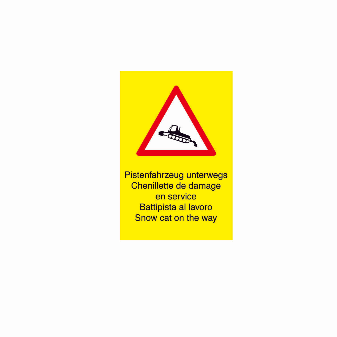 SKUS Gefahrensignal,, 1.0005, fluoreszierend gelb, Logo Pistenfahrzeug, 40/60 cm, Alu Composite 3 mm