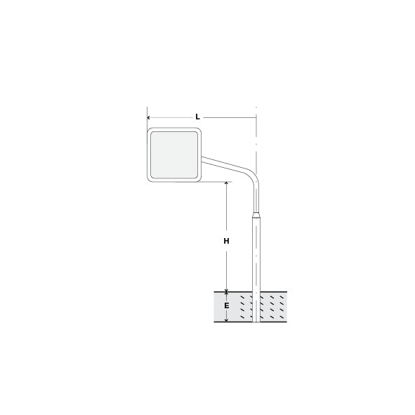 Signalträger 4-Eck, Standrohr, 50/50 cm, H = 230 cm, E = 50 cm