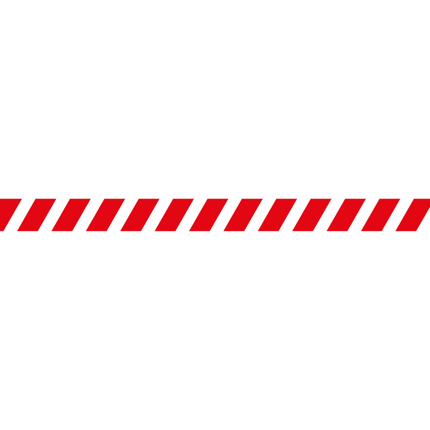 6.W-525 Warnung rot-weiss, 1000 x 75 mm, Warnzeichen, Praxisbewährt,  VE = 10 Stk.