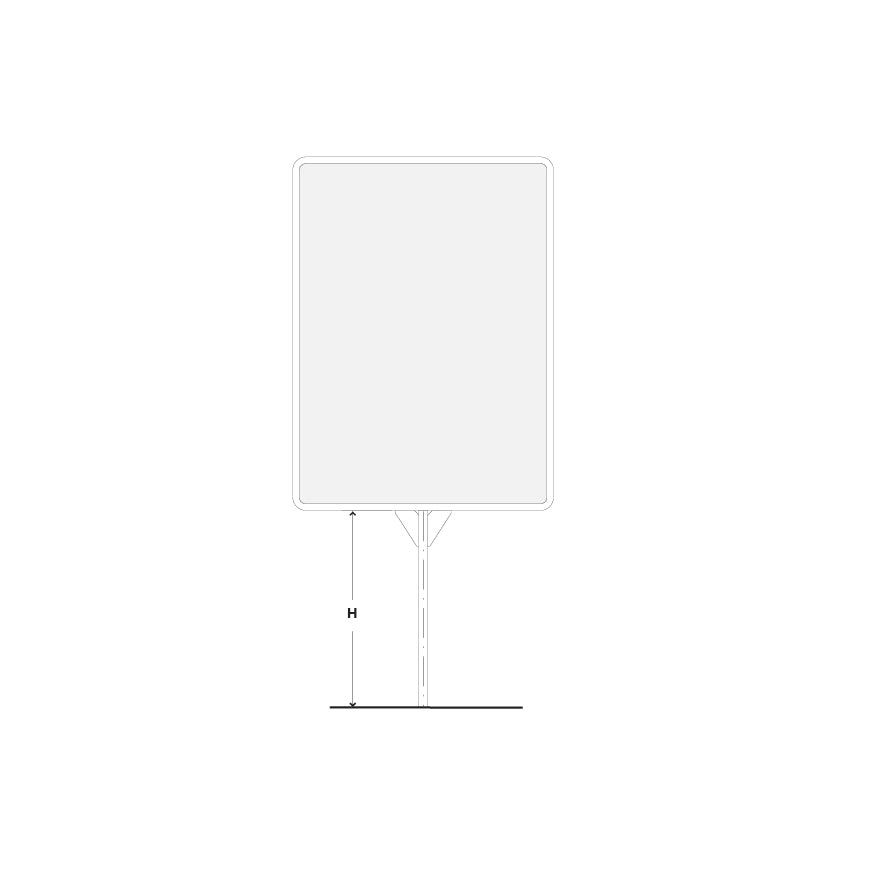 Plakatständer, ohne Tafel, ohne Klapprahmen, Standrohr ø 1", 980/1355 mm, für F4 Weltformat 895 x 1280 mm, Standrohrlänge 800 mm, 8.5 kg