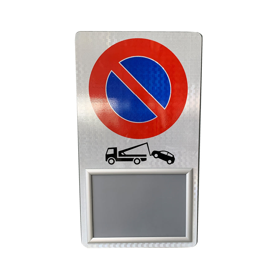 Kombisignal 7.0018, 50/90 cm, R2, Logo und Text nach Ihren Angaben, mit Klapprahmen A3
