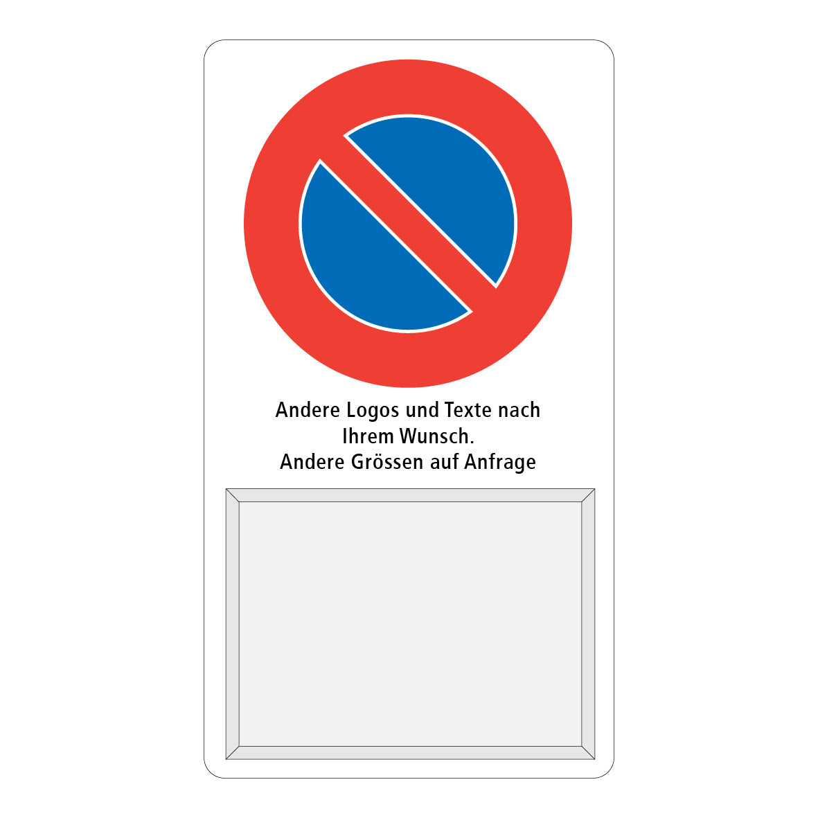 Kombisignal 7.0018, 50/90 cm, R2, Logo und Text nach Ihren Angaben, mit Klapprahmen A3