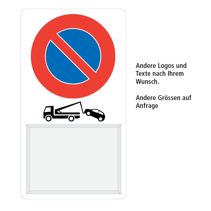 Kombisignal 7.0018, 50/90 cm, R2, Logo und Text nach Ihren Angaben, mit Klapprahmen A3