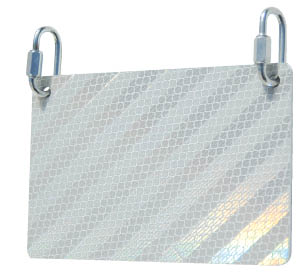 Reflektoren Kette, R2 weiss, 150/100 mm, R2, Alu 2 mm, 2 Löcher mit 2 Kettennotglieder, passend zu 8 mm Kette, doppelseitig
