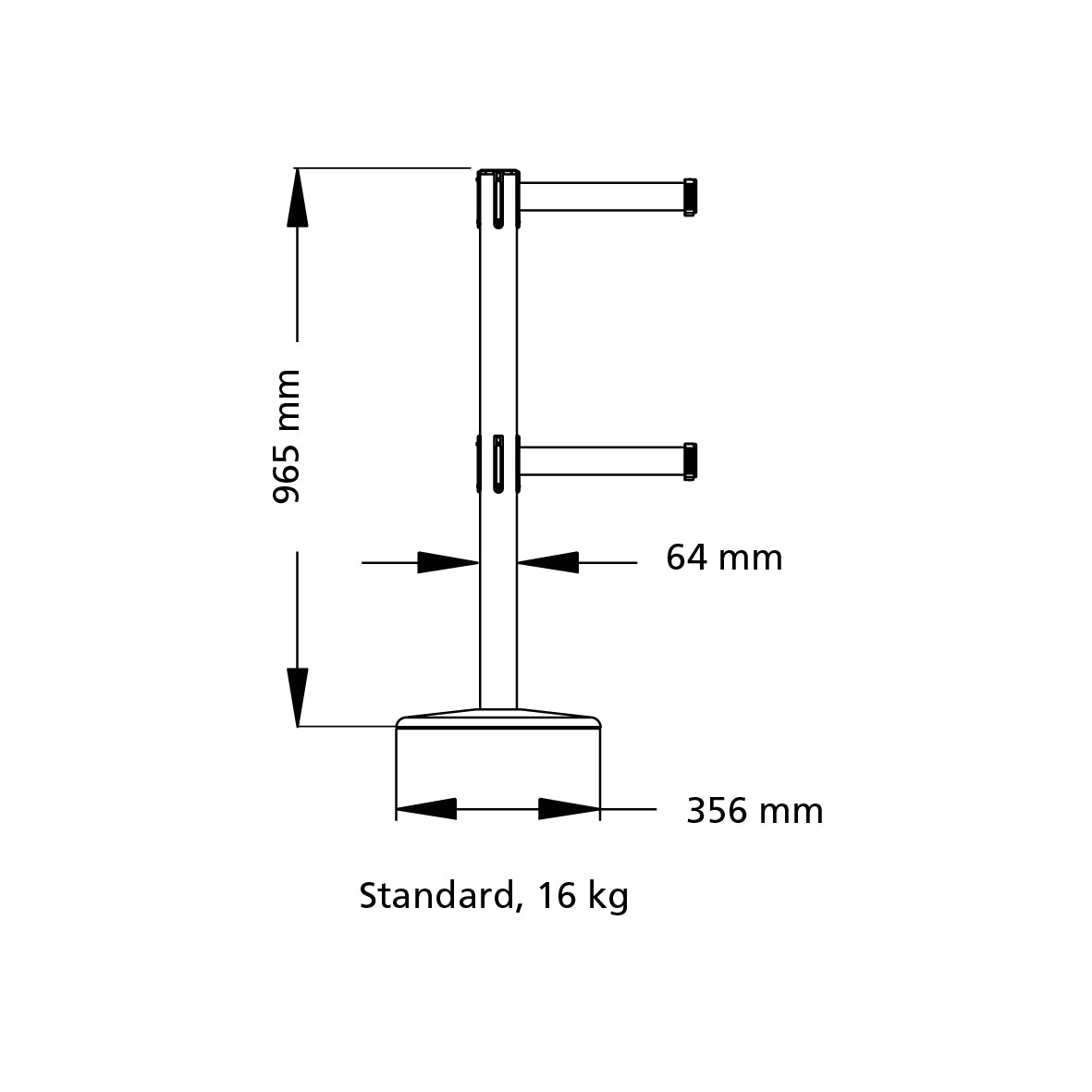 Tensabarrier Advance Dual Line, Pulverbeschichtet, Gurt: 3.65 m, 17 kg. Farbe angeben.