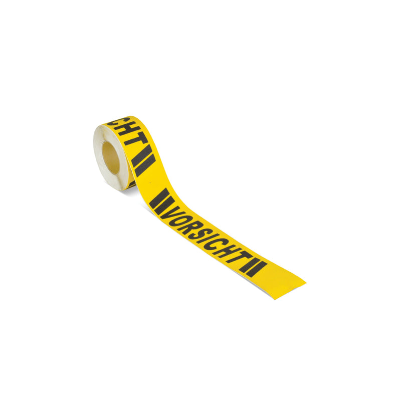 Antirutschbelag Warnmarkierung, schwarz/gelb mit Text "Vorsicht" Rolle 75mm x 18,3m