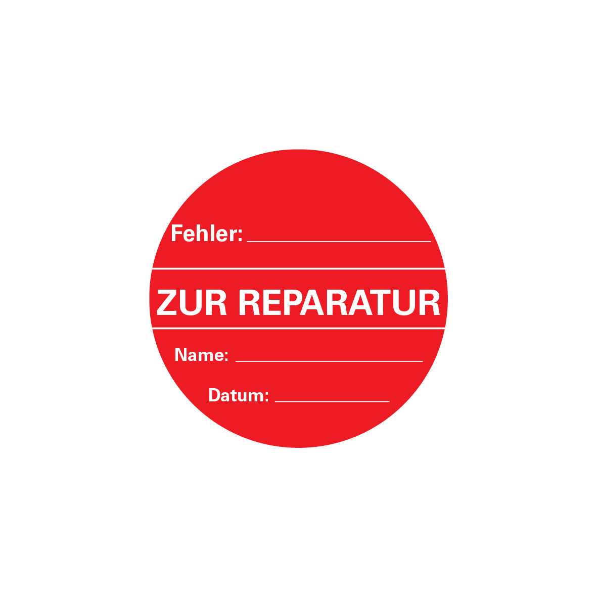 Qualitätskennzeichen, FO-A, rot-weiss, ø 60 mm, 4.0323, "Fehler, Zur Reparatur...", VE 100 Stk.