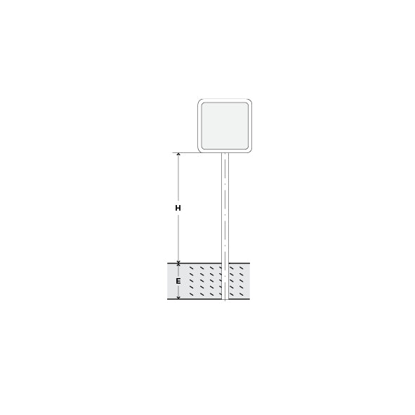 Signalträger 4-Eck, Standrohr, 35/35 cm, H = 180 cm, E = 50 cm