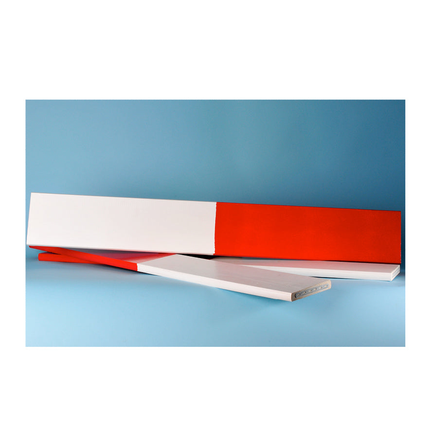 Absperrlatten aus Holz, rot/weiss, Teilung 50 cm, Länge 3 m, 3,9 kg, mit refl. Folie R2