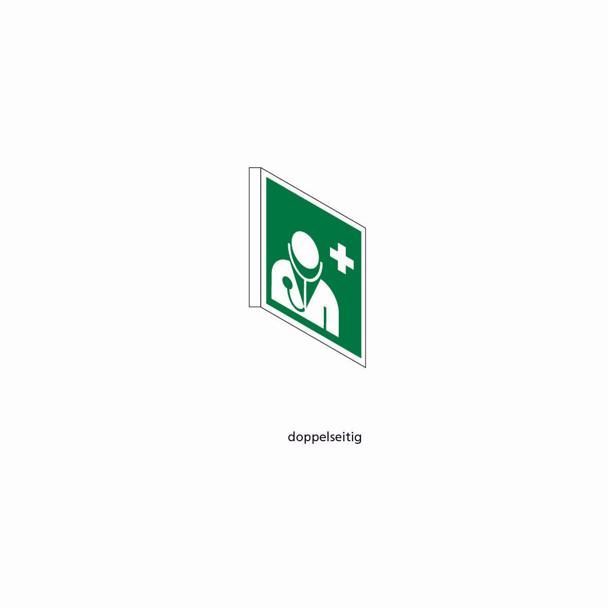 Fahnenschild doppelseitig, Rettungs- und Brandschutzzeichen, KU, 200 x 200 mm, gemäss Logobibliothek