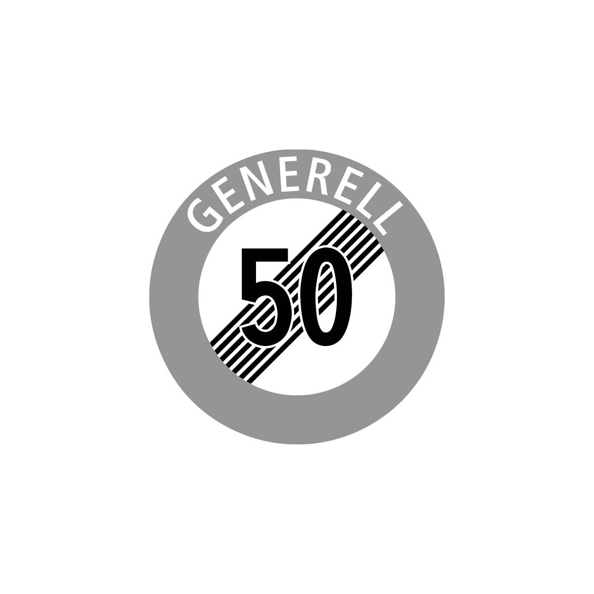 2.53.1 Ende der Höchstgeschwindigkeit "Generell 50", Vorschriftssignal