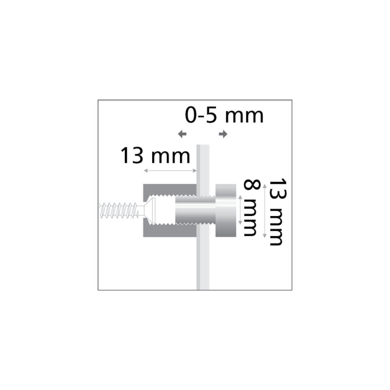 Wandschild Plexiglas Abstandhalter, Fisso Mix Alu, 4er-Set, Alu titan, 20/13 mm, VE 4 Stk.