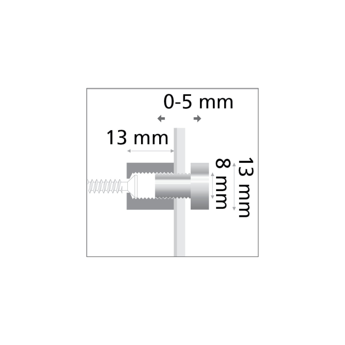 Wandschild Plexiglas Abstandhalter, Fisso Mix Alu, 4er-Set, Alu schwarz, 20/13 mm, VE 4 Stk.