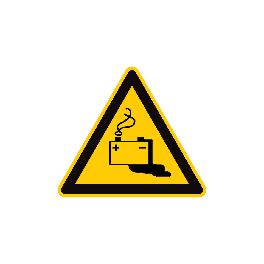 6.W-010 Warnung vor Gefahren durch Aufladen von Batterien, Warnzeichen, ISO