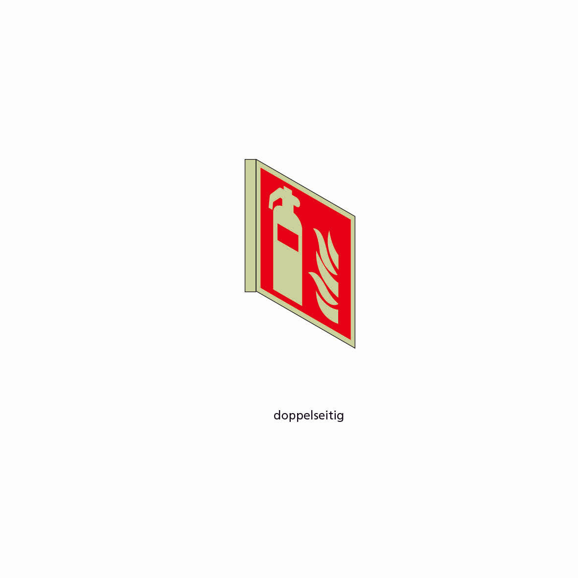 Fahnenschild doppelseitig, Rettungs- und Brandschutzzeichen, nachleuchtend, PK,  150 x 150 mm, gemäss Logobibliothek
