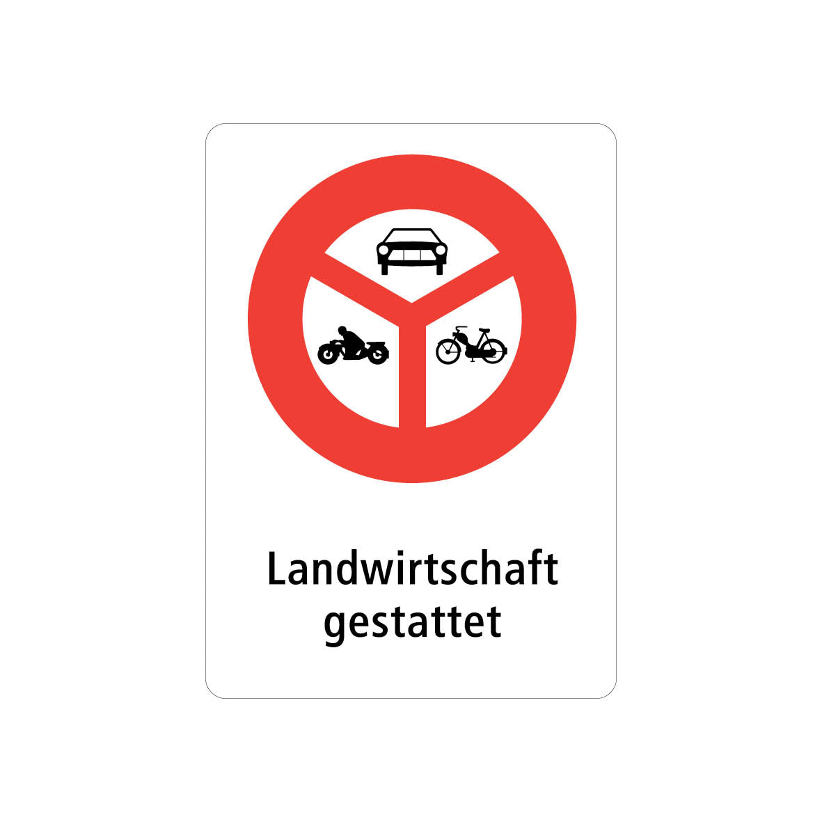 Kombisignal Vorschriftssignal, Alu 2 mm, Logo 2.14, Landwirtschaft gestattet