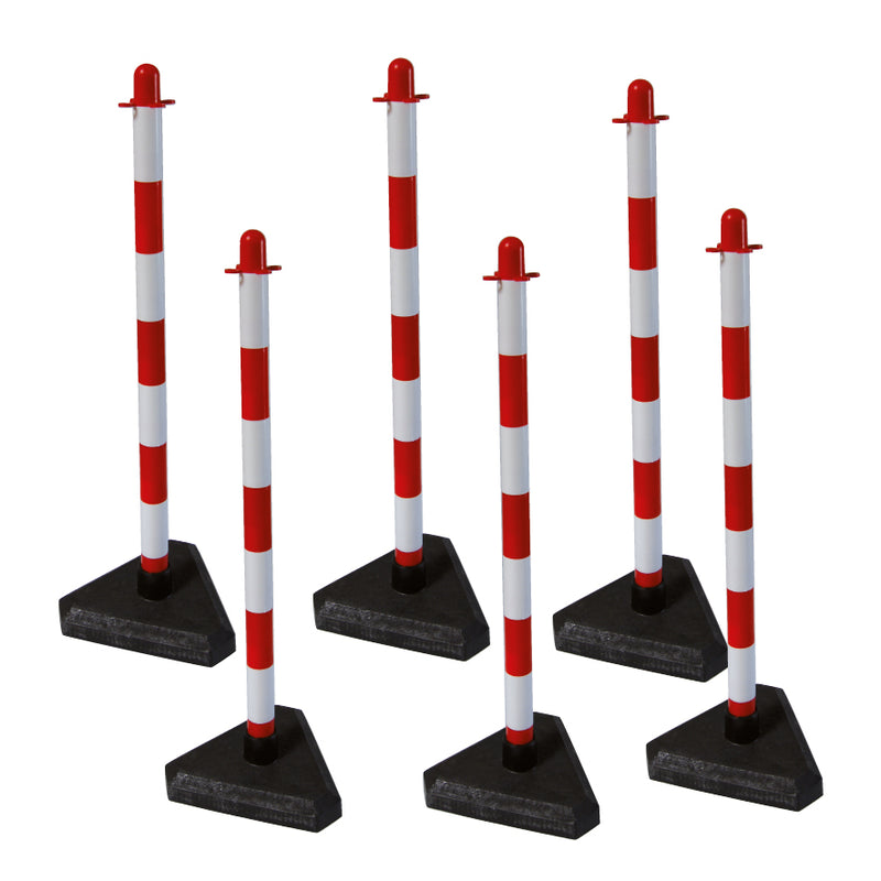 Kettenständer-Set Intern, rot-weiss, 6 Pfosten, 1 x Kette ø 6mm/25 m rot-weiss, 1 x VE Verbindungsglieder  rot oder weiss