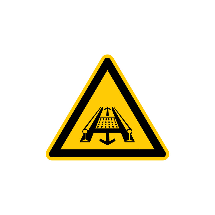 6.W-909 Gefahr durch eine Förderanlage im Gleis,  Warnzeichen, Praxisbewährt