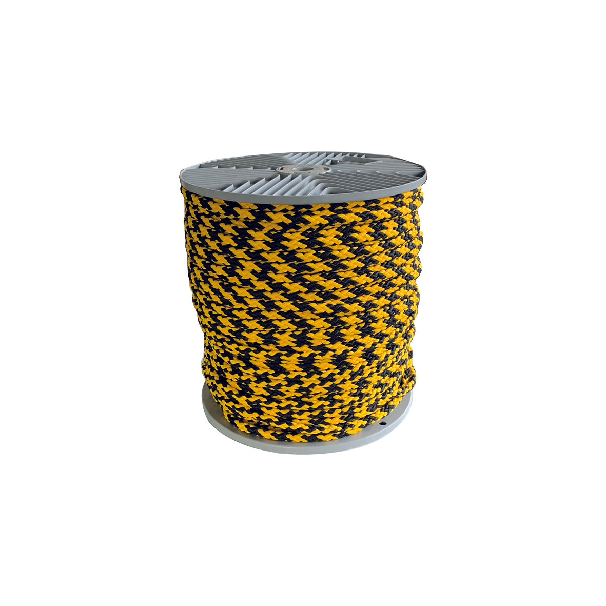 Absperrseil, gelb-schwarz, geflochten, 200 m, ø 8 mm, PP = Polypropylen