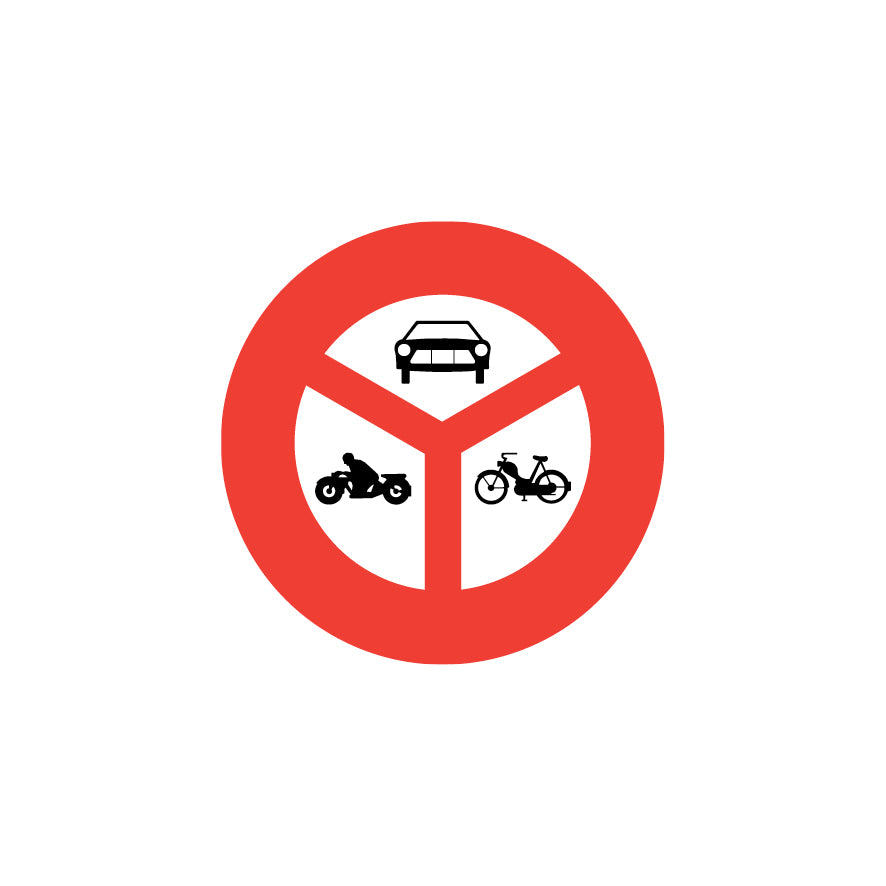 2.14 Verbot für Motorwagen Motorräder und Motorfahrräder, Vorschriftssignal