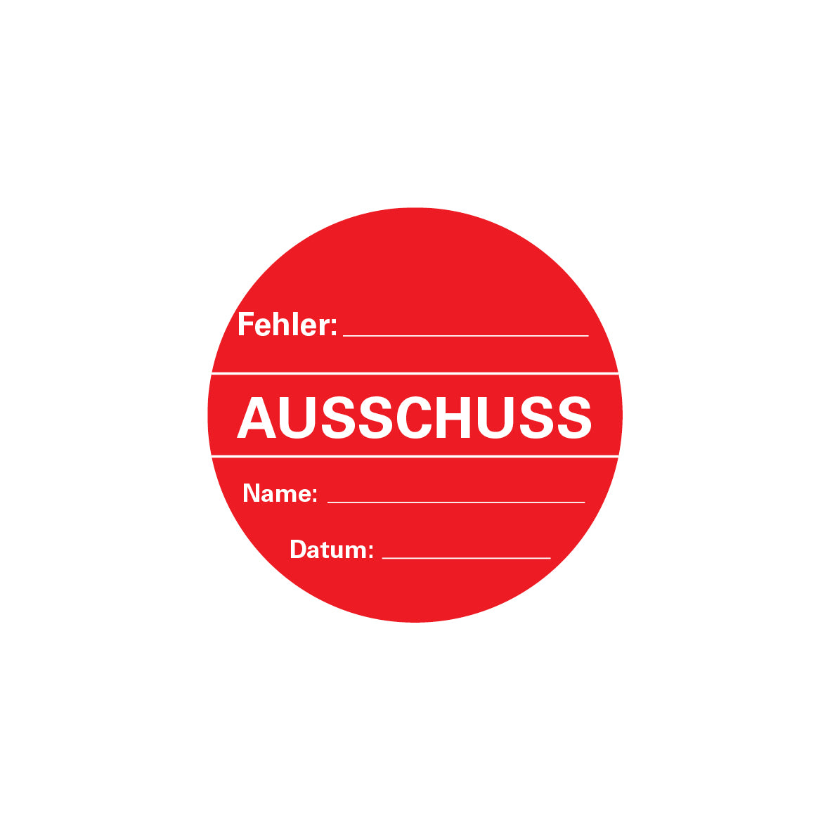 Qualitätskennzeichen, FO-A, rot-weiss, ø 60 mm, 4.0322, "Fehler, Ausschuss...", VE 100 Stk.